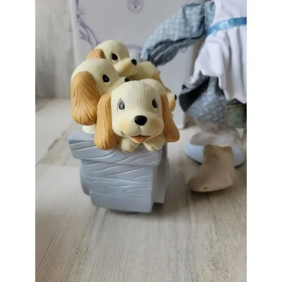 Hamilton Enesco Precious Moments God loveth a cheerful Giver doll puppy girl